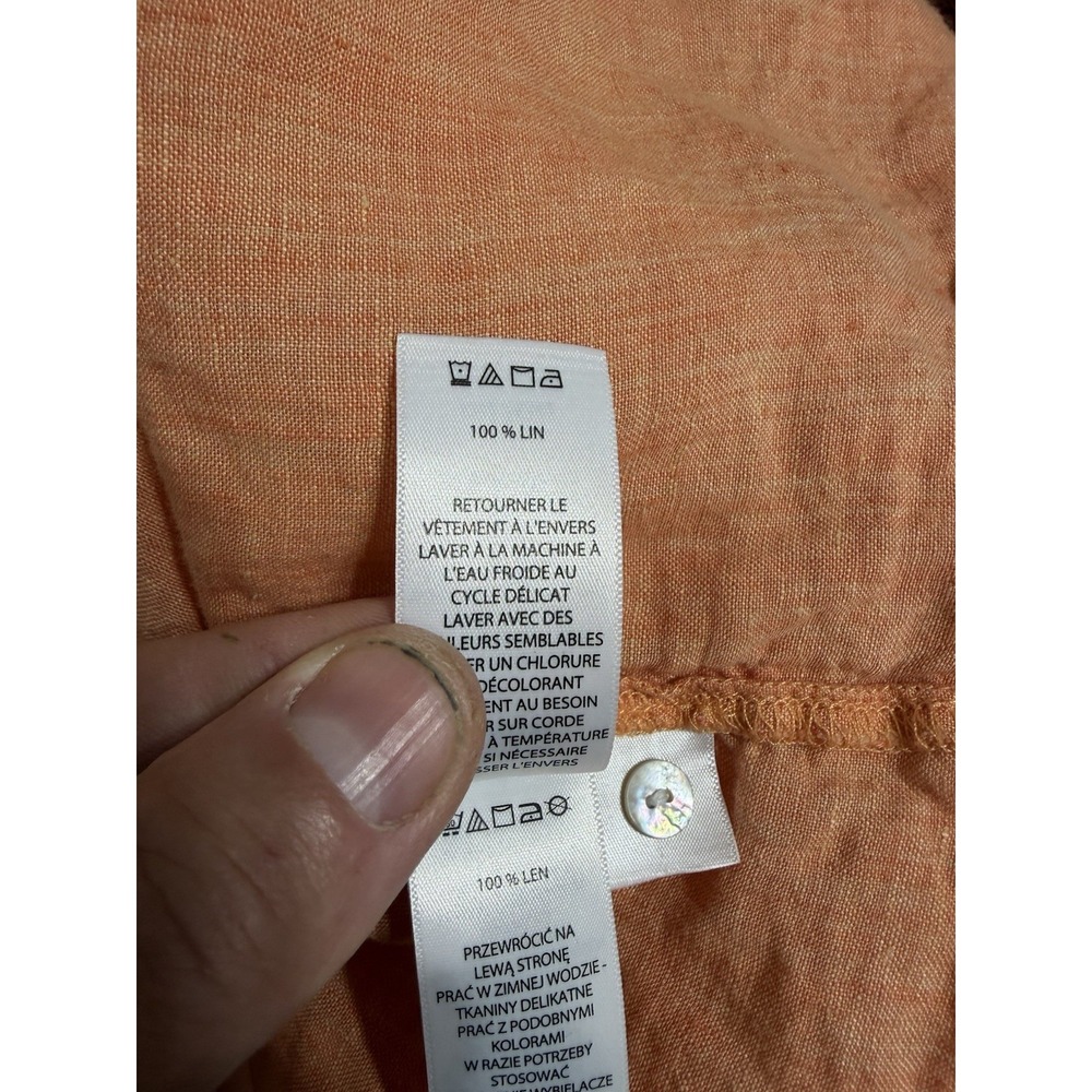 Sigrid Olsen 2X Linen Top Plus Button Down Boho Beach Resort Fall Orange - Picture 8 of 8